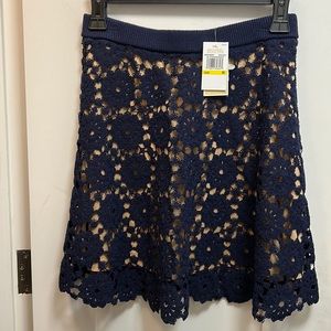 Nwt navy eyelet skirt cotton knit medium 6 8 a line Michael kors